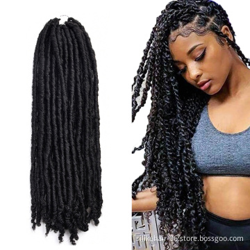 Black 18 inch Soft Bohemian Locs Women Faux Dreadlocks Braids Goddess Faux Locs Synthetic Crochet Braiding Hair Extensions